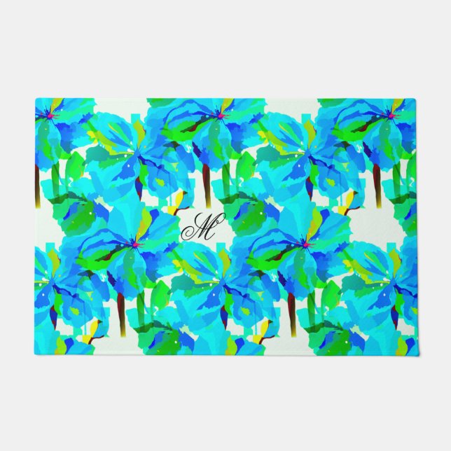 Tapete Sublime Himalayan Poppy Aqua Green Padrão Floral (Frente)