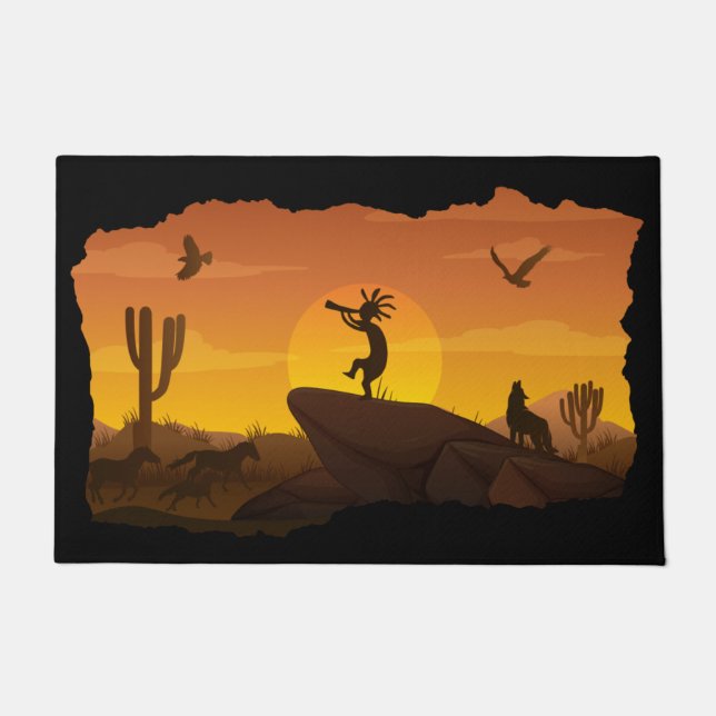 Tapete Sudoeste Sunset Kokopelli Doormat (Frente)