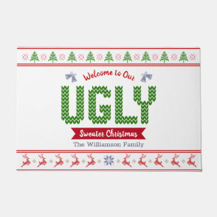 Tapete Suéter de Natal Feio Tacky Vermelho Nórdico Knit V