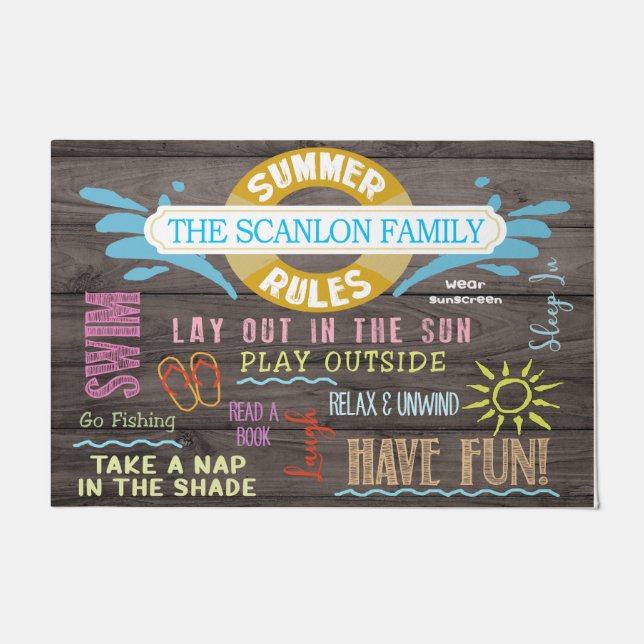 Tapete  Summer Rules Personalized Mat, Pool Family  (Frente)