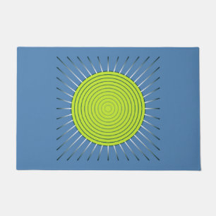 Tapete Sunburst, Limão e Azul Denim Geométricos Modernos