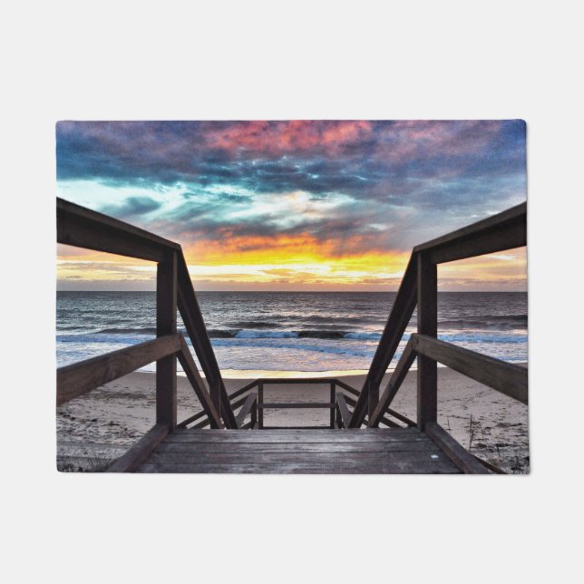 Tapete Sunset Beach View do Rustic Wood Deck (Frente)