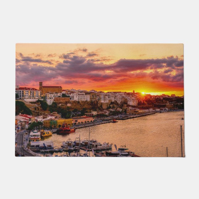 Tapete Sunset sobre Mahon porto - Menorca, Espanha (Frente)