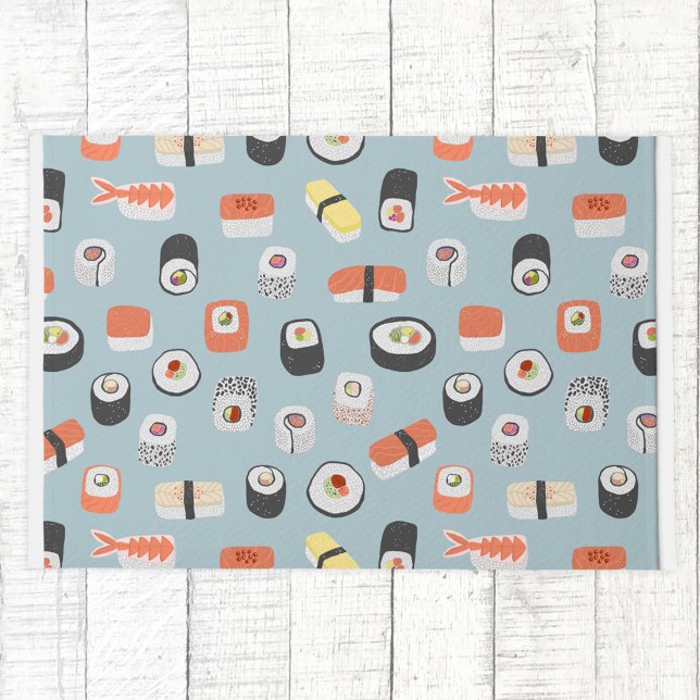 Tapete Sushi Nigiri Maki Roll Pattern (Japanese sushi fun food themed doormat)