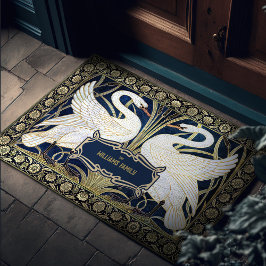 Tapete Swans Rush e Iris Art Deco Dourado Vintage Decor