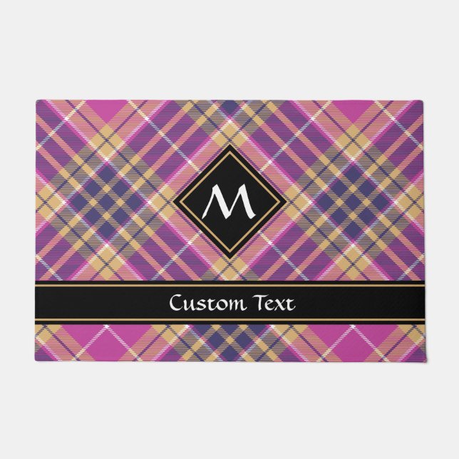 Tapete Tartan rosa, Dourado e azul (Frente)
