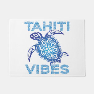 Tapete Tartaruga-do-mar azul polinésio Tahiti Vibes