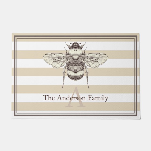 Tapete Taupe Vintage Bumble Bee Family Name (Frente)