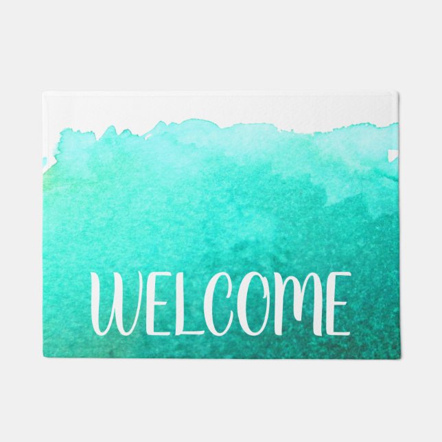 Tapete Teal Beach house ocean theme Welcome mat (Frente)