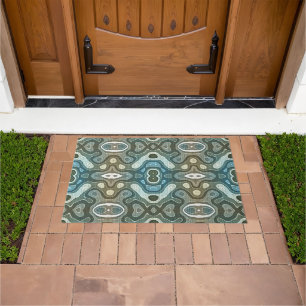 Tapete Teal Blue Cinza Verde Taupe Orient Arte Tribal