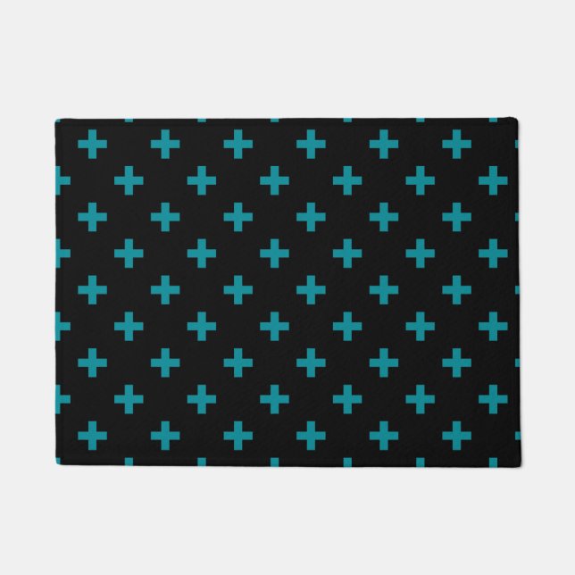 Tapete Teal polka cruza em preto (Frente)