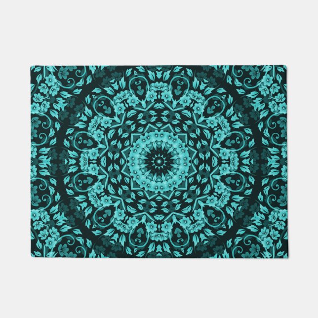 Tapete Teal Turquoise Floral Mandala (Frente)