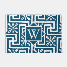 Tapete Tecla verde monograma contemporânea azul design