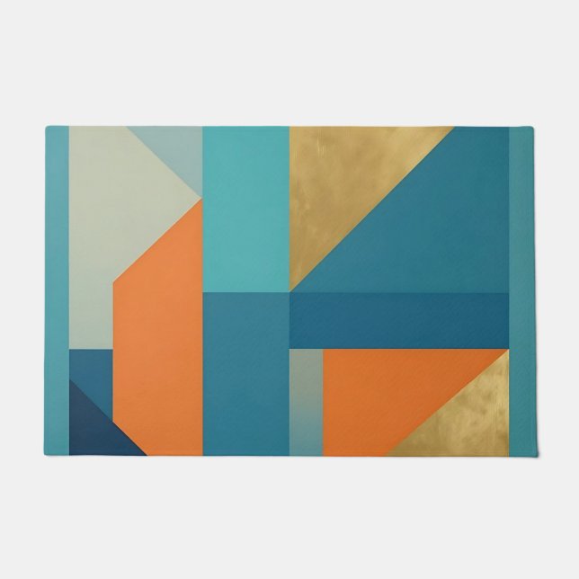 Tapete Télica Laranja Dourado Geométrico Abstrato (Frente)