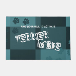 Tapete Terrier Mode Funny Dog Pawprint Dark Teal Cinza