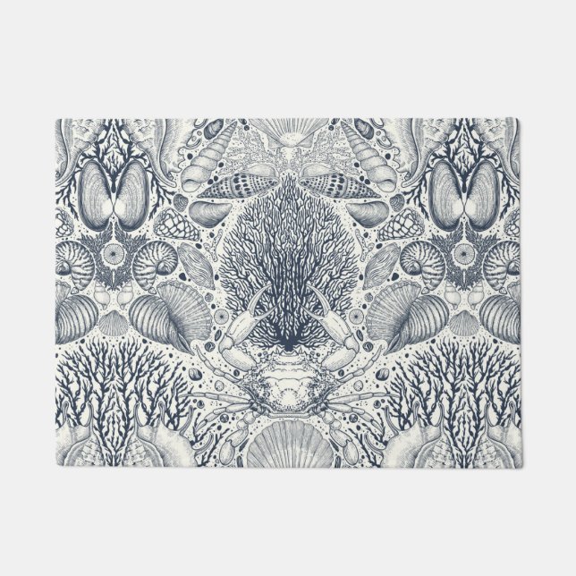 Tapete Tesouros de praia, conchas marinhas, caranguejo, c (Frente)