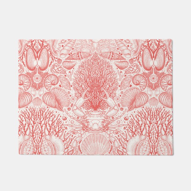 Tapete Tesouros de praia em vermelho-coral (Frente)