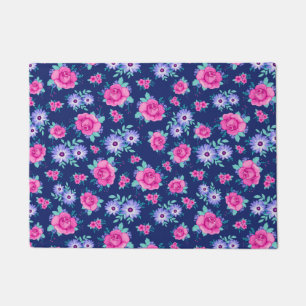 Tapete Teste padrão azul roxo cor-de-rosa floral dos