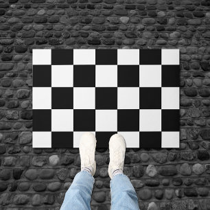 Tapete Teste padrão Checkered preto e branco do tabuleir