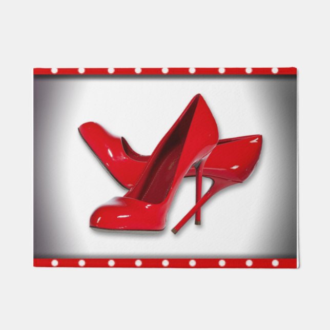 Tapete Teste padrão de bolinhas vermelho dos saltos altos (Frente)