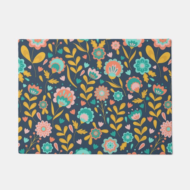 Tapete Teste padrão de flor da arte popular (Frente)