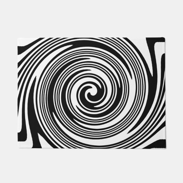 Tapete Teste padrão de roda preto e branco (Frente)
