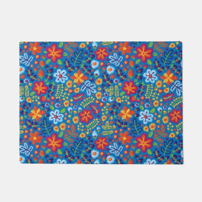 Tapete Teste padrão floral do bordado (Frente)