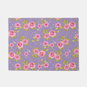 Tapete Teste padrão floral do roxo do rosa de rosas do