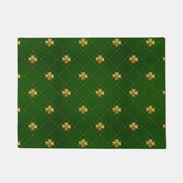 Tapete Teste padrão verde dourado do trevo (Frente)