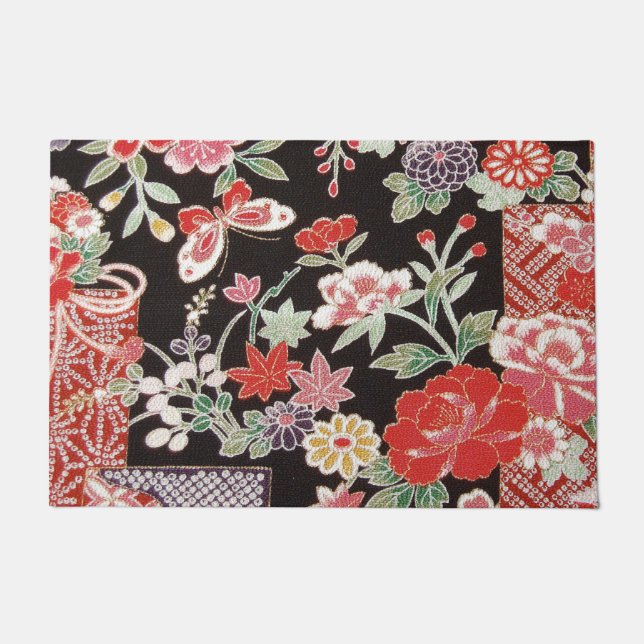 Tapete Têxtil KIMONO Japonês, Padrão Floral (Frente)