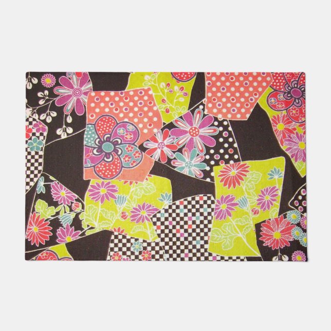 Tapete Têxtil KIMONO Japonês, Padrão Floral (Frente)