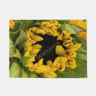 Tapete Texto de boas-vindas de girassol amarelo