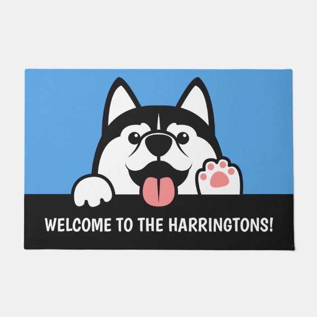 Tapete Texto personalizado de Cute Siberian Husky (Frente)