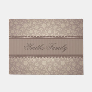 Tapete Texto personalizado floral bege elegante de Brown