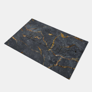 Tapete Textura de mármore de luxo, preto e dourado