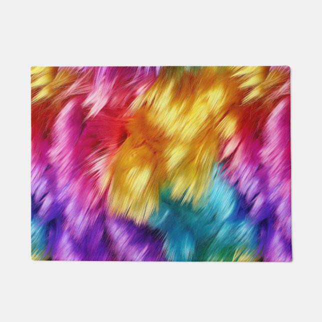 Tapete textura de pelo de monstro falso de arco-íris bril (Frente)
