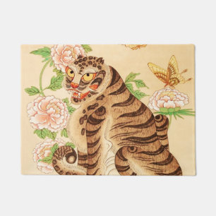 Tapete Tigre Listrado Coreano Minhwa Vintage