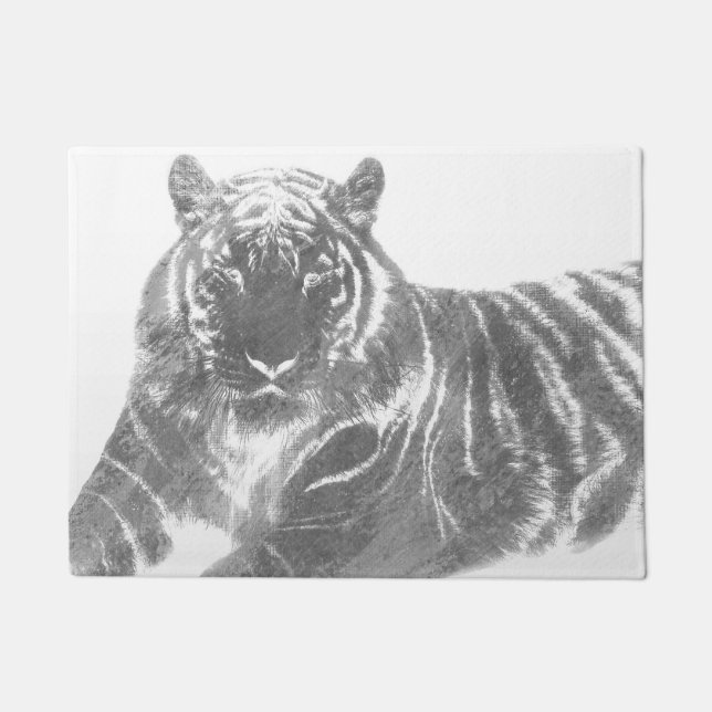 Tapete Tigre Preto e Branco (Frente)