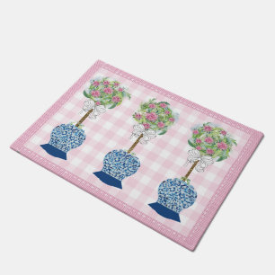 Tapete Tinta-rosa Rosa azul Ginger Jar Doormat Rug