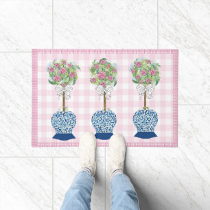 Tapete Tinta-rosa Rosa azul Ginger Jar Doormat Rug