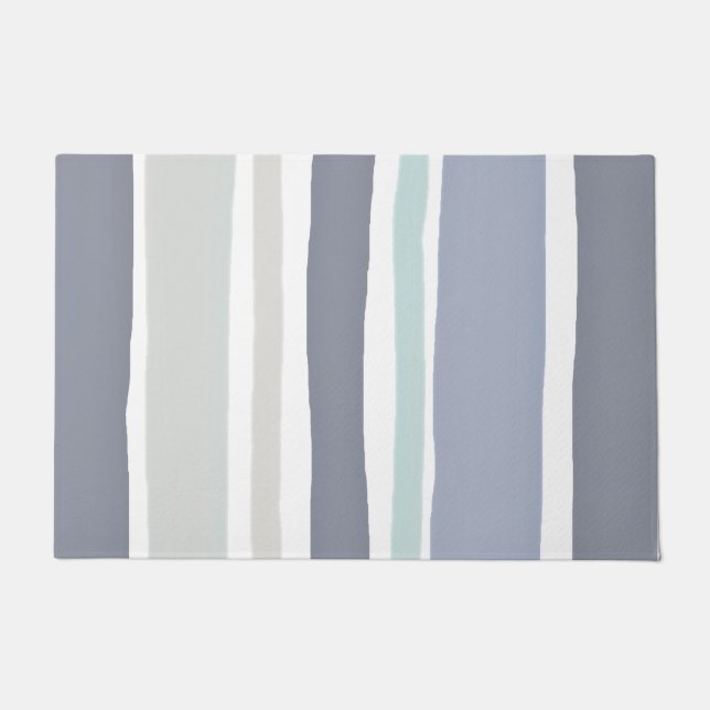 Tapete Tiras modernas azul e cinza (Frente)