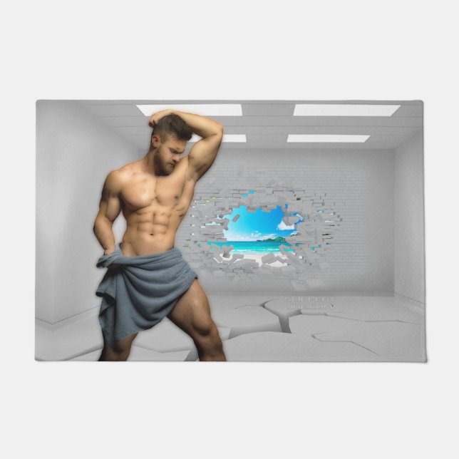 Tapete Toalha de Homem de SlipperyJoe quebrada parede bra (Frente)