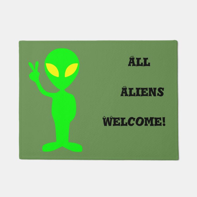 Tapete "Toda a boa vinda dos aliens!" Doormat engraçado (Frente)