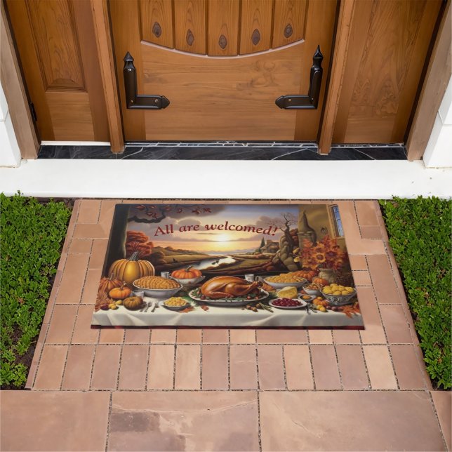 Tapete Todos São Bem-Vindo À Porta De Ação De Graças (Ar livre)