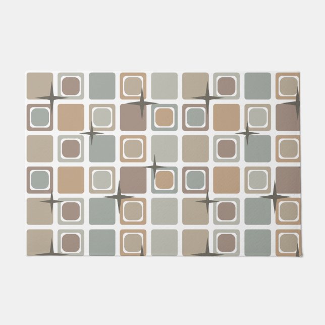 Tapete Tons da Terra Quadrados Modernos do meio século (Frente)