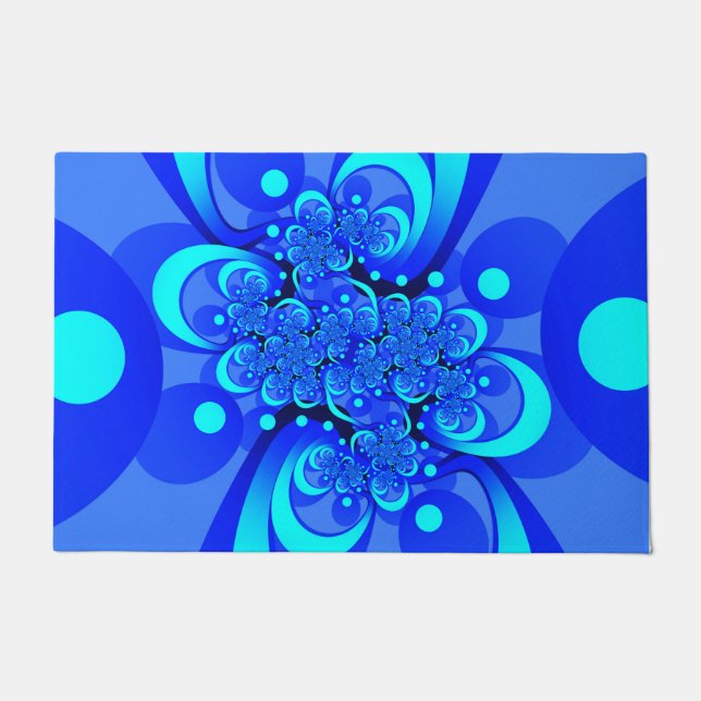Tapete Tons de Azul Arte Fractal Abstrata Moderna (Frente)