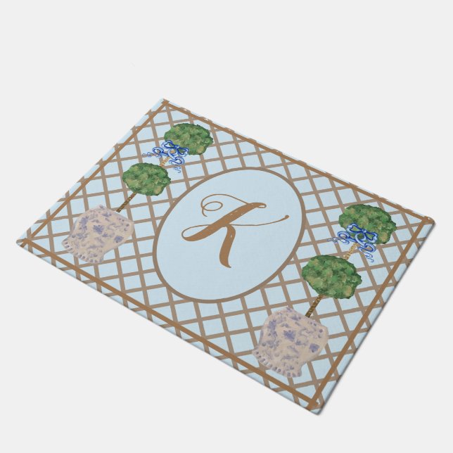 Tapete Topiário do jar Ginger Jar Chinoiserie Azul (Inclinado)