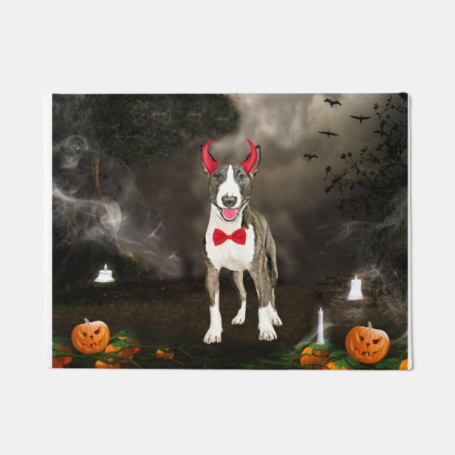 Tapete Touro Terrier Cachorro no Halloween (Frente)