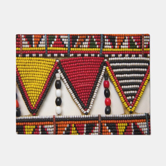 Tapete Trabalho Maasai em Contas (Frente)