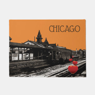 Tapete trem de Chicago CTA na foto 1950 do vintage da
